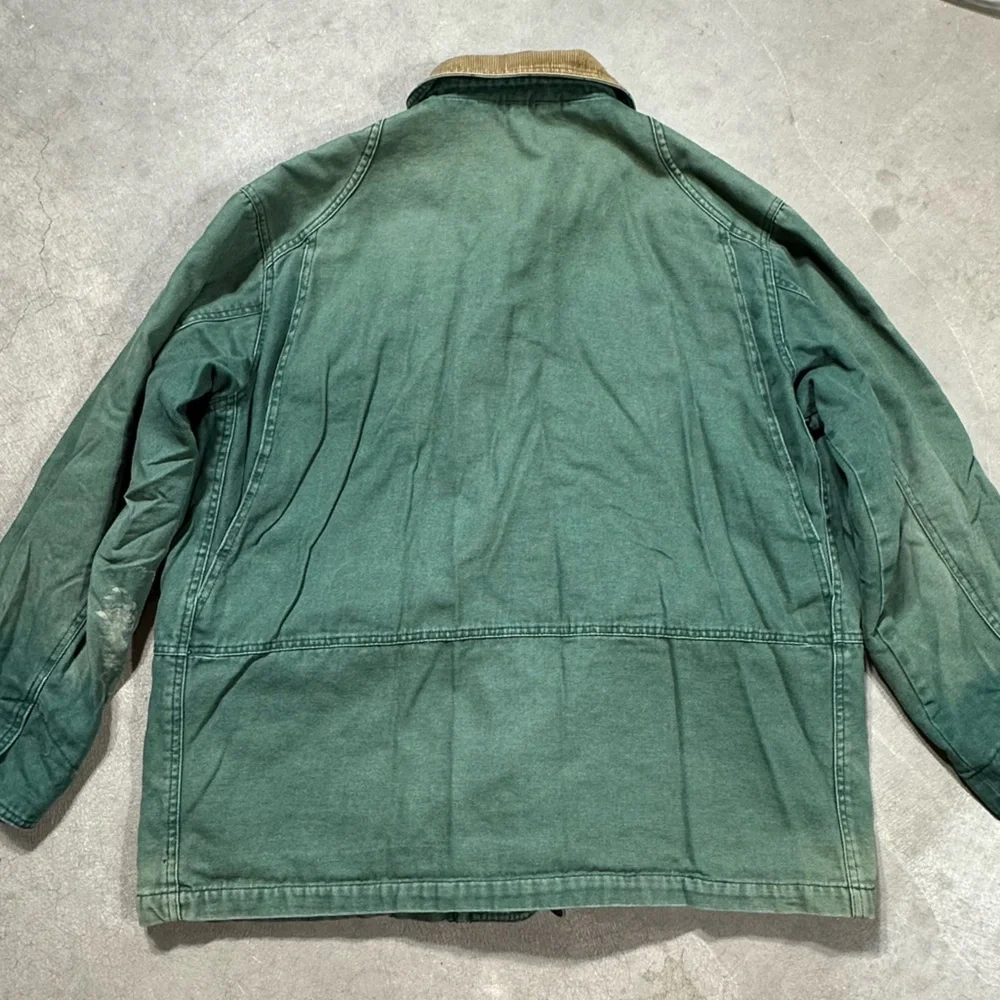Vintage Distressed Eddie Bauer Faded Green Canvas Barn Chore Jacket Mens Large - Picture 6 of 10